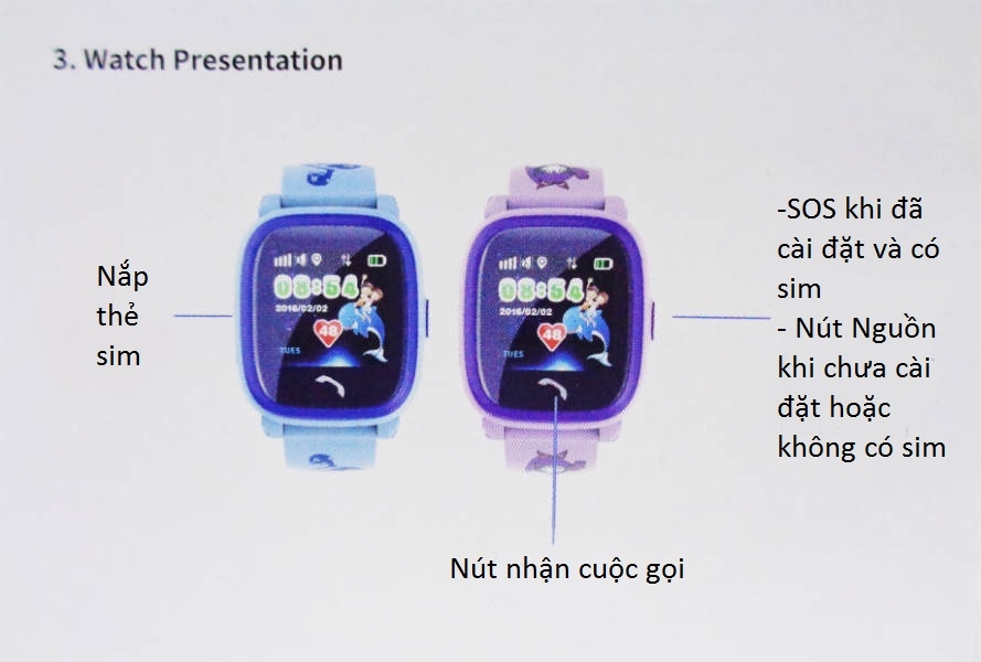 Đồng hồ thông minh định vị trẻ em TT25 chống nước màu tím