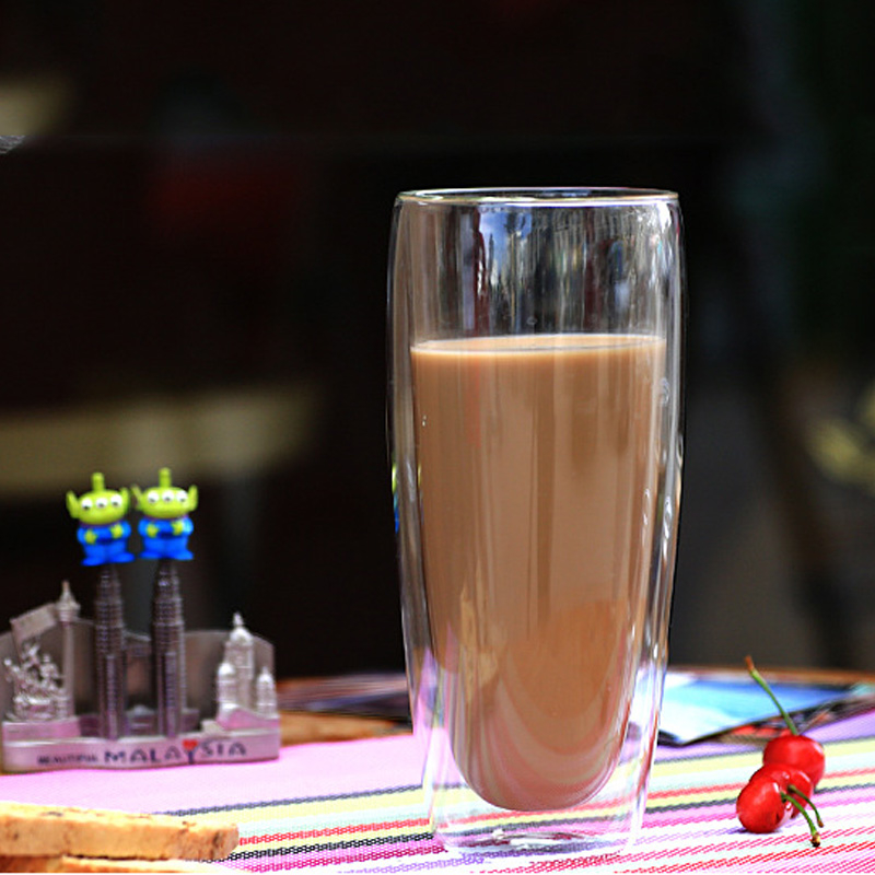 Cốc (ly) thủy tinh 2 lớp giữ nhiệt uống trà, café đa năng cỡ lớn 650ml