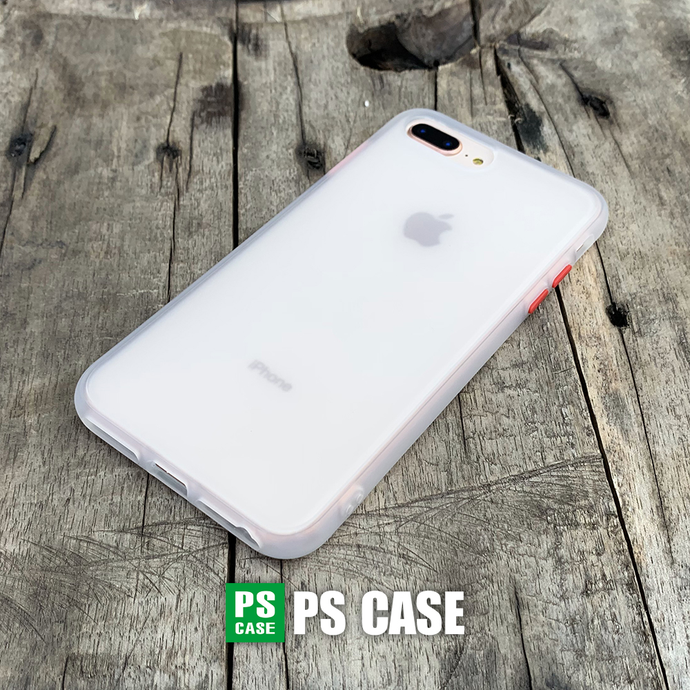 Ốp lưng chống sốc dành cho iPhone 7 Plus / iPhone 8 Plus nút bấm màu đỏ - Màu trắng - PS Case Phân Phối