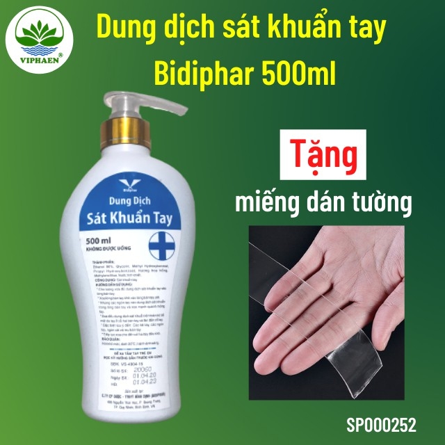 [Chứng nhận Bộ y tế] Dung dịch sát khuẩn tay Bidiphar, nước rửa tay nhanh đạt chuẩn GMP, Bộ y tế lưu hành (Chai 500ml)