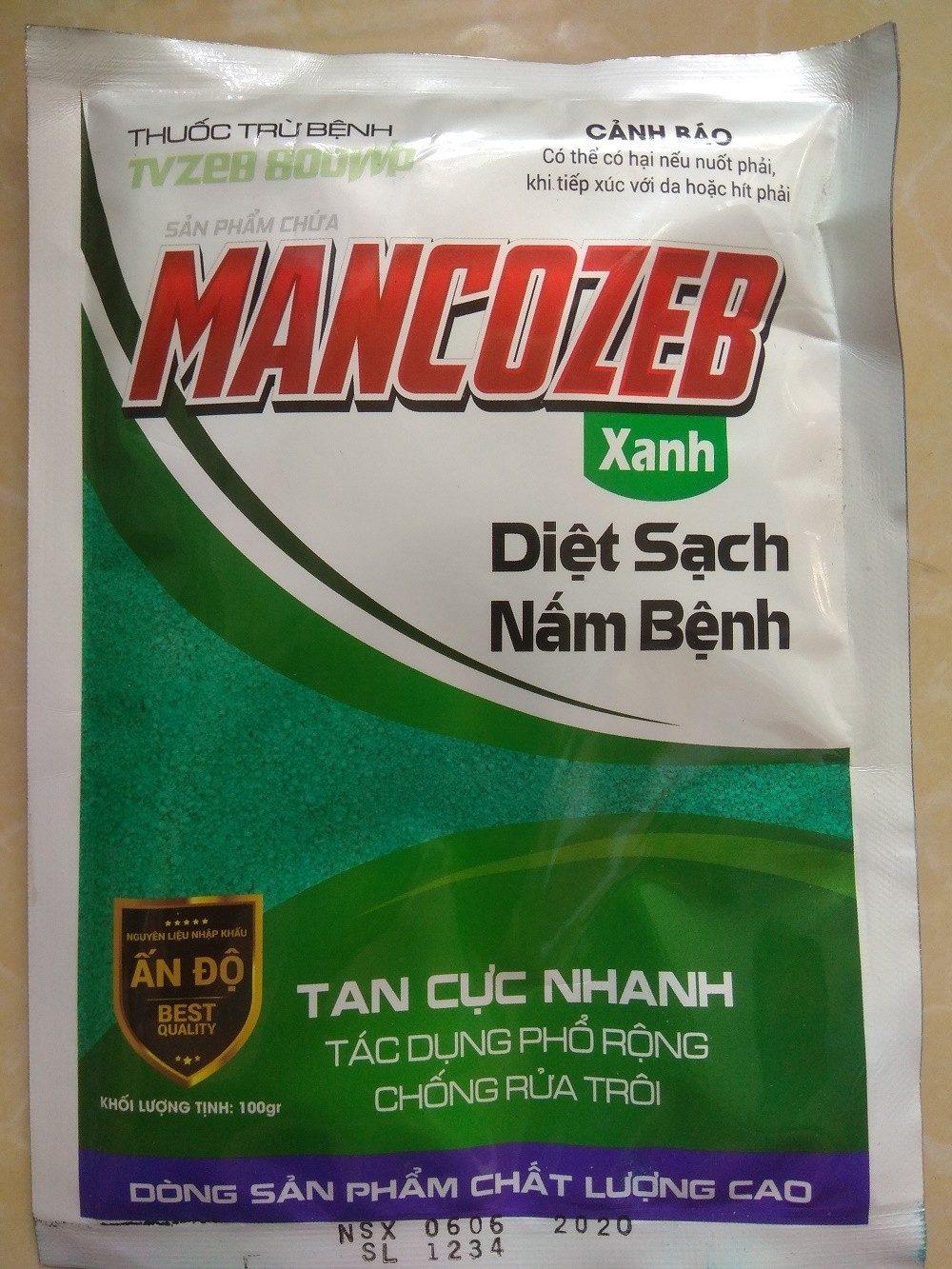Trừ nấm bệnh TVZEB 800WP có chứa MANCOZEB Xanh - gói 100 gram