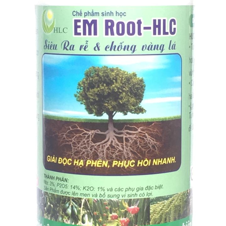 Chế phẩm sinh học EM – Root HLC Siêu ra rễ, chống vàng lá cây trồng chai 500ml