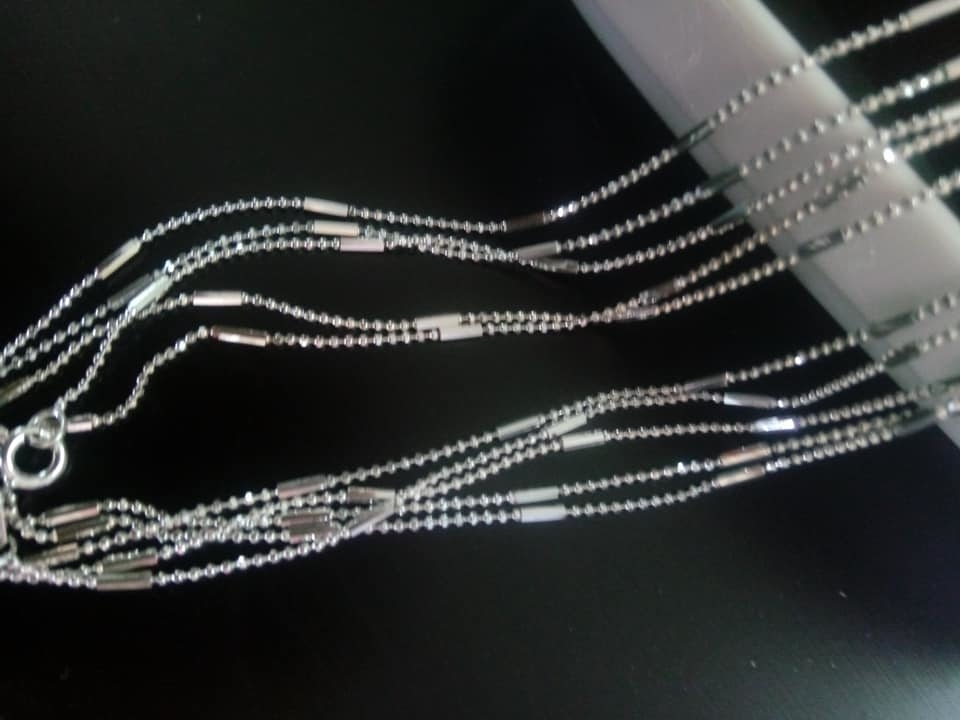 dây chuyền bạc tinh khiết mạ bạch kim kiểu ống trúc