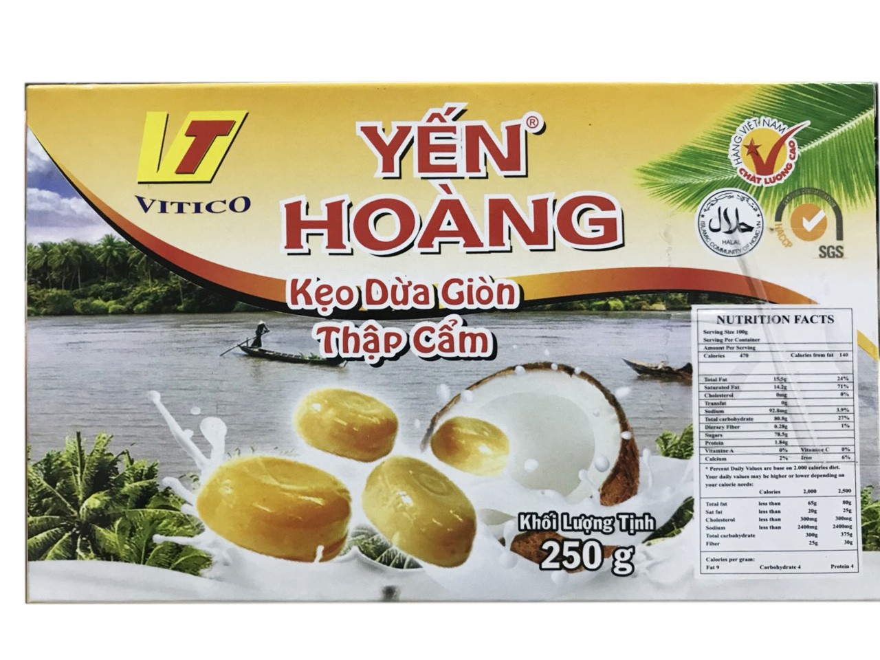 Kẹo Dừa Giòn Thập Cẩm Yến Hoàng – Hộp 250g