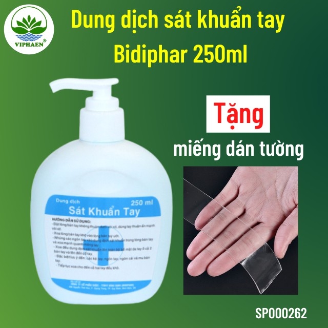 [Chứng nhận Bộ y tế] Dung dịch sát khuẩn tay Bidiphar, nước rửa tay nhanh đạt chuẩn GMP, Bộ y tế lưu hành (Chai 250ml)