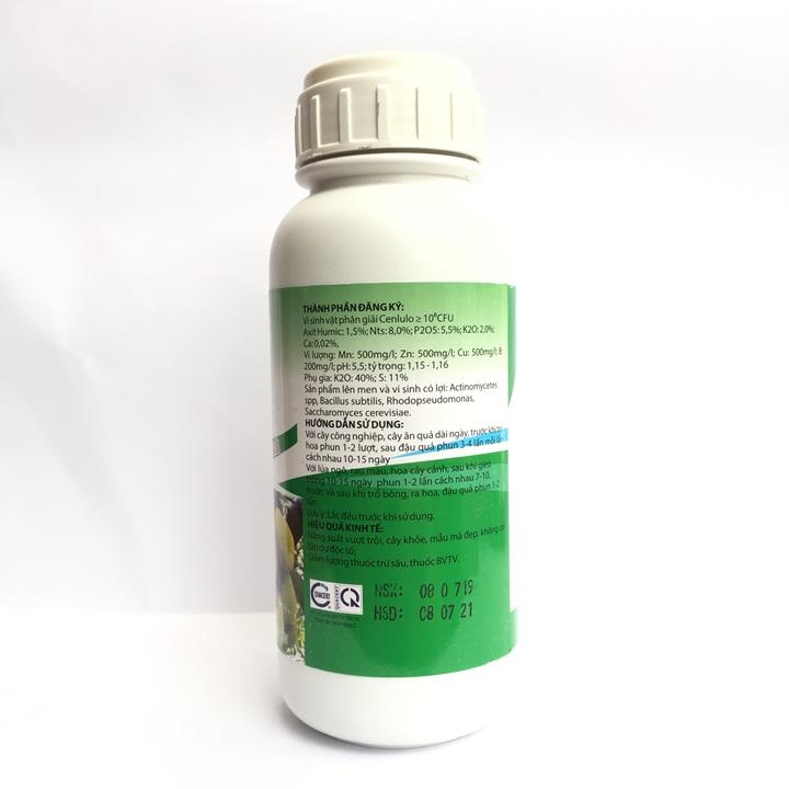 Chế phẩm sinh học HLC03 Siêu Kali chai 500ml, công nghệ Nano tăng độ ngọt, chống rụng trái cho cây trồng.