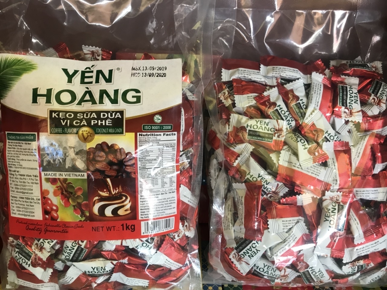 Kẹo Sữa Dừa Vị Café - Hiệu Yến Hoàng (Gói 1kg)