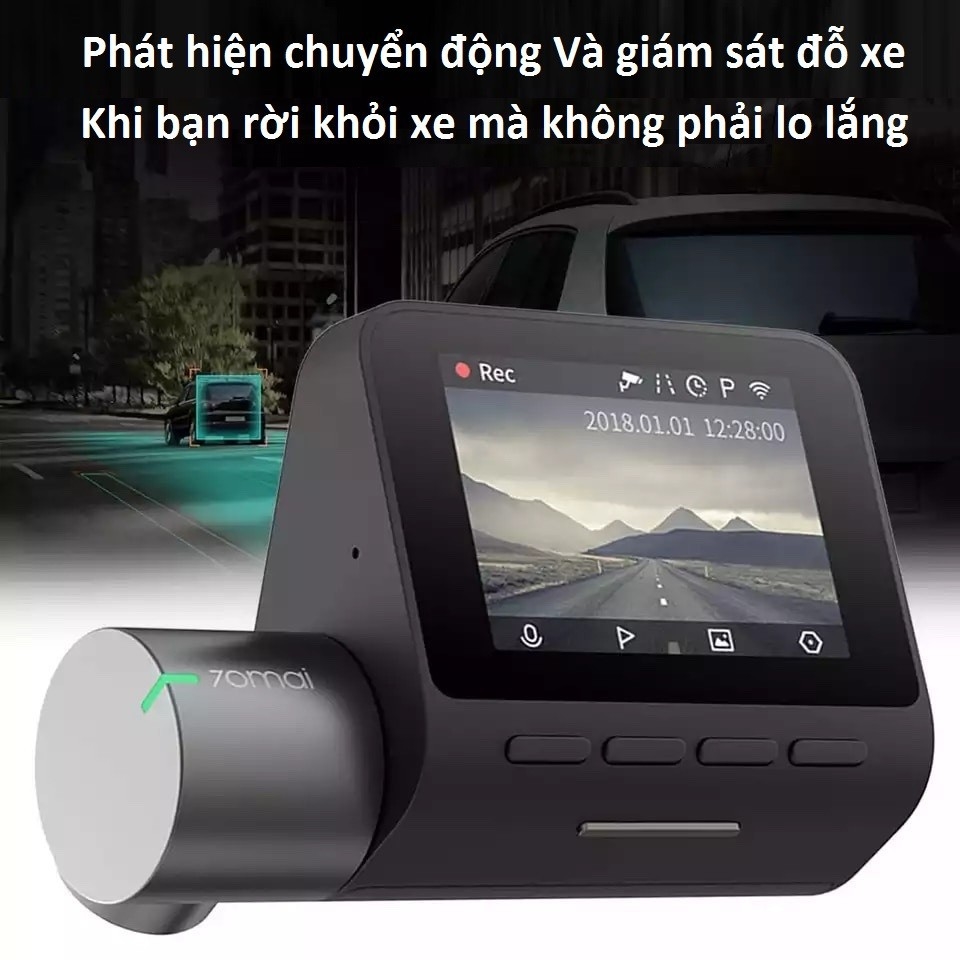 Camera Hành Trình cho Xe hơi XIAOMI 70mai Dash Camera Pro quay Video có màn hình giám sát oto kết nối app điện thoại rẻ