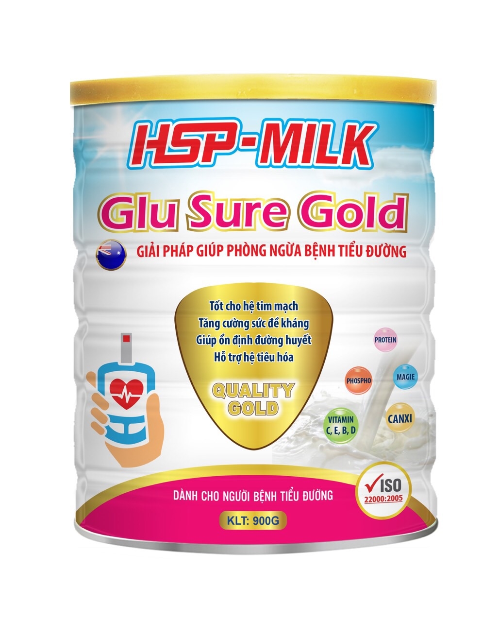 Sữa bột dinh dưỡng HSP GluSure Gold giúp phòng ngừa bệnh tiểu đường (hộp 900g)