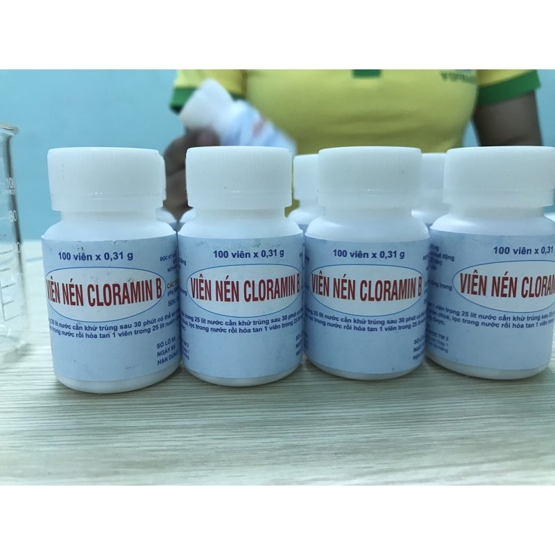 [Chứng nhận Bộ y tế] Cloramin B 25% Ceteco Việt Nam, viên khử khuẩn đồ dùng, tiệt trùng nước (Hũ 100v)