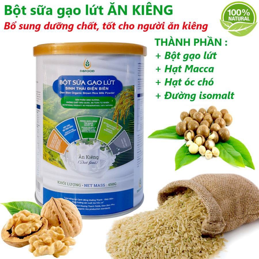Bột sữa gạo lứt sinh thái Điện Biên (ăn kiêng) Dbfood 450g