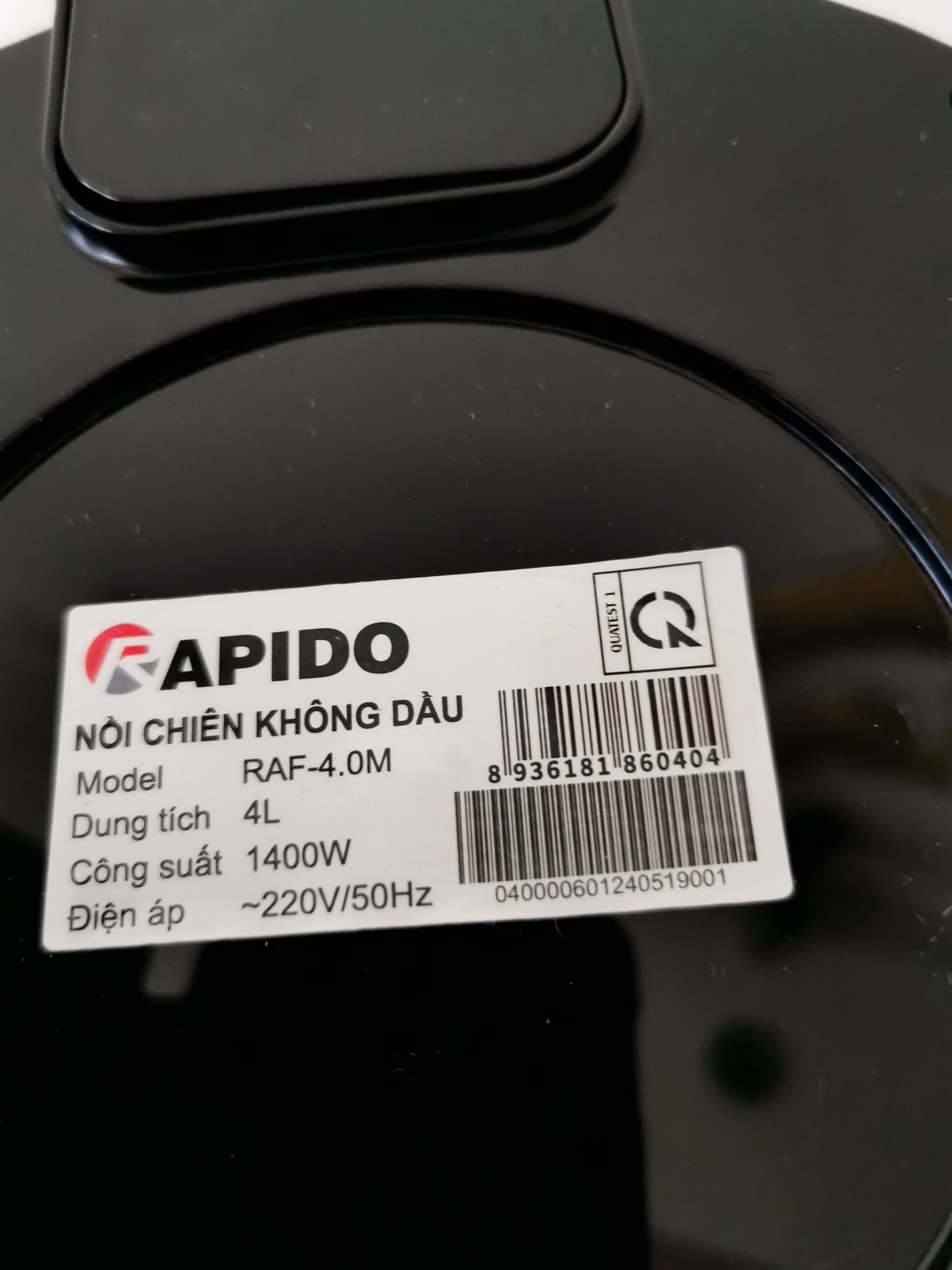 Nồi chiên không dầu Rapido 4.0 lít - tặng 1 lọ nước sốt ướp thịt Hàn Quốc