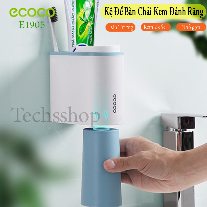 Kệ Để Bàn Chải Kem Đánh Răng Ecoco E1905 Kèm 2 Cốc - Kệ Nhà Tắm Dán Tường