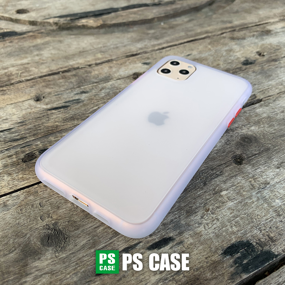 Ốp lưng chống sốc dành cho iPhone 11 Pro Max nút bấm màu đỏ - Màu trắng - PS Case Phân Phối