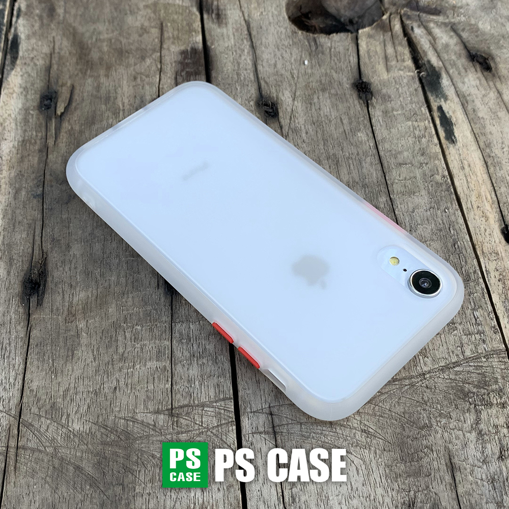 Ốp lưng chống sốc dành cho iPhone XR nút bấm màu đỏ - Màu trắng - PS Case Phân Phối