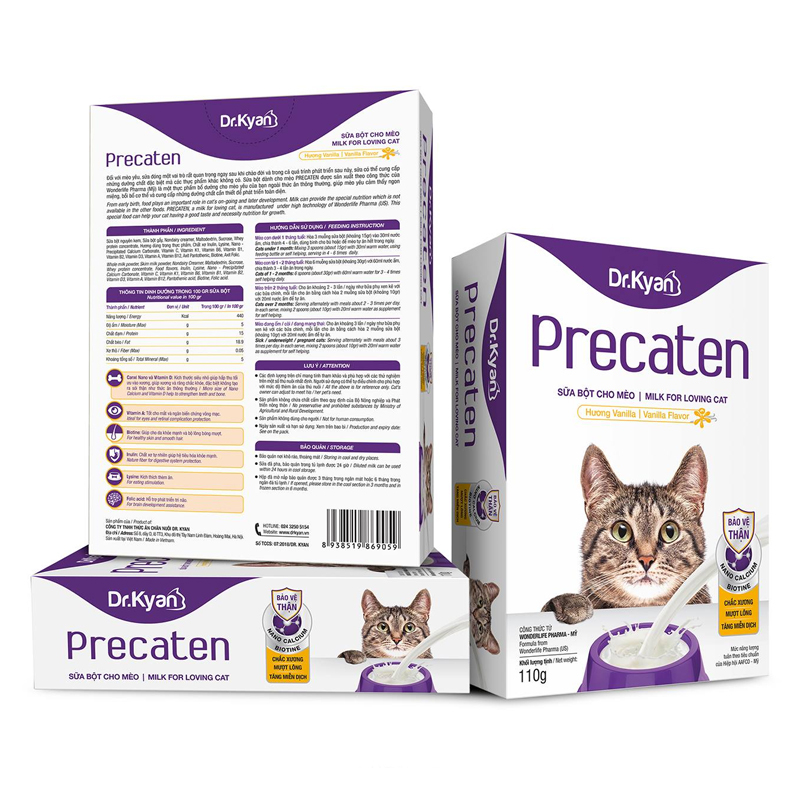 Sữa bột cho mèo con Dr.Kyan Precaten hộp 110gr - Sữa bột dinh dưỡng cho mèo con