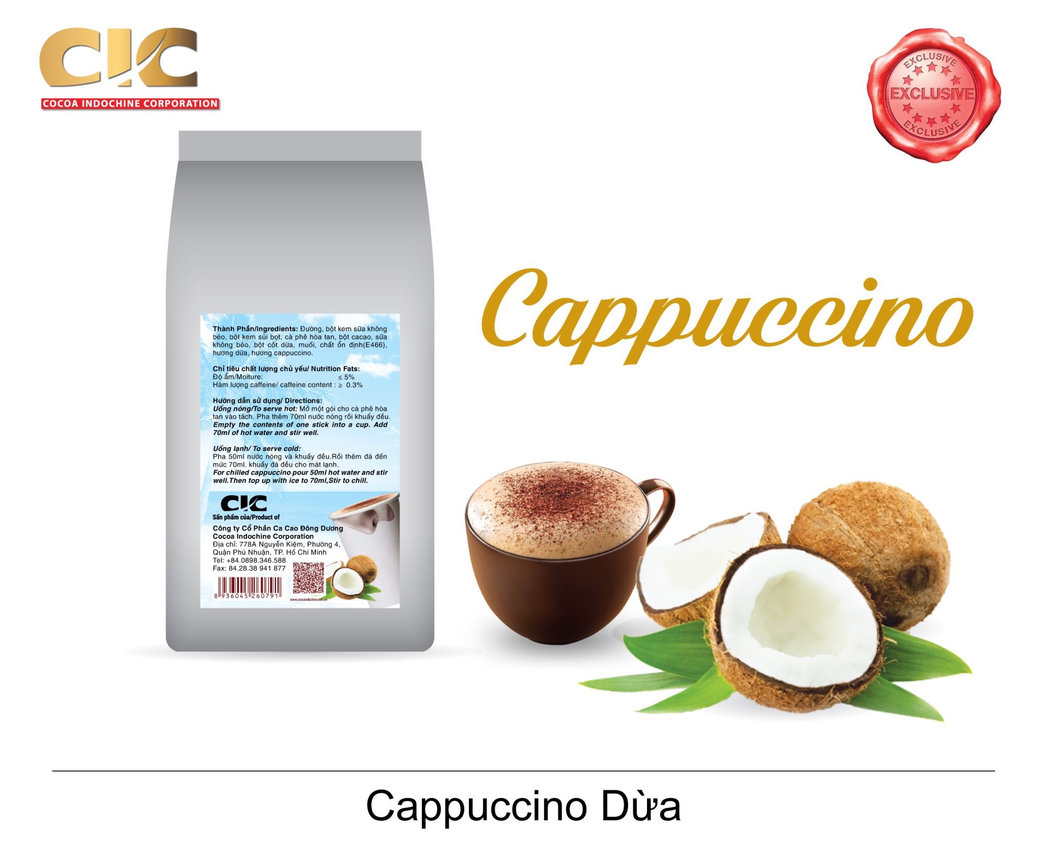 Cappuccino Dừa- Coconut 900gr