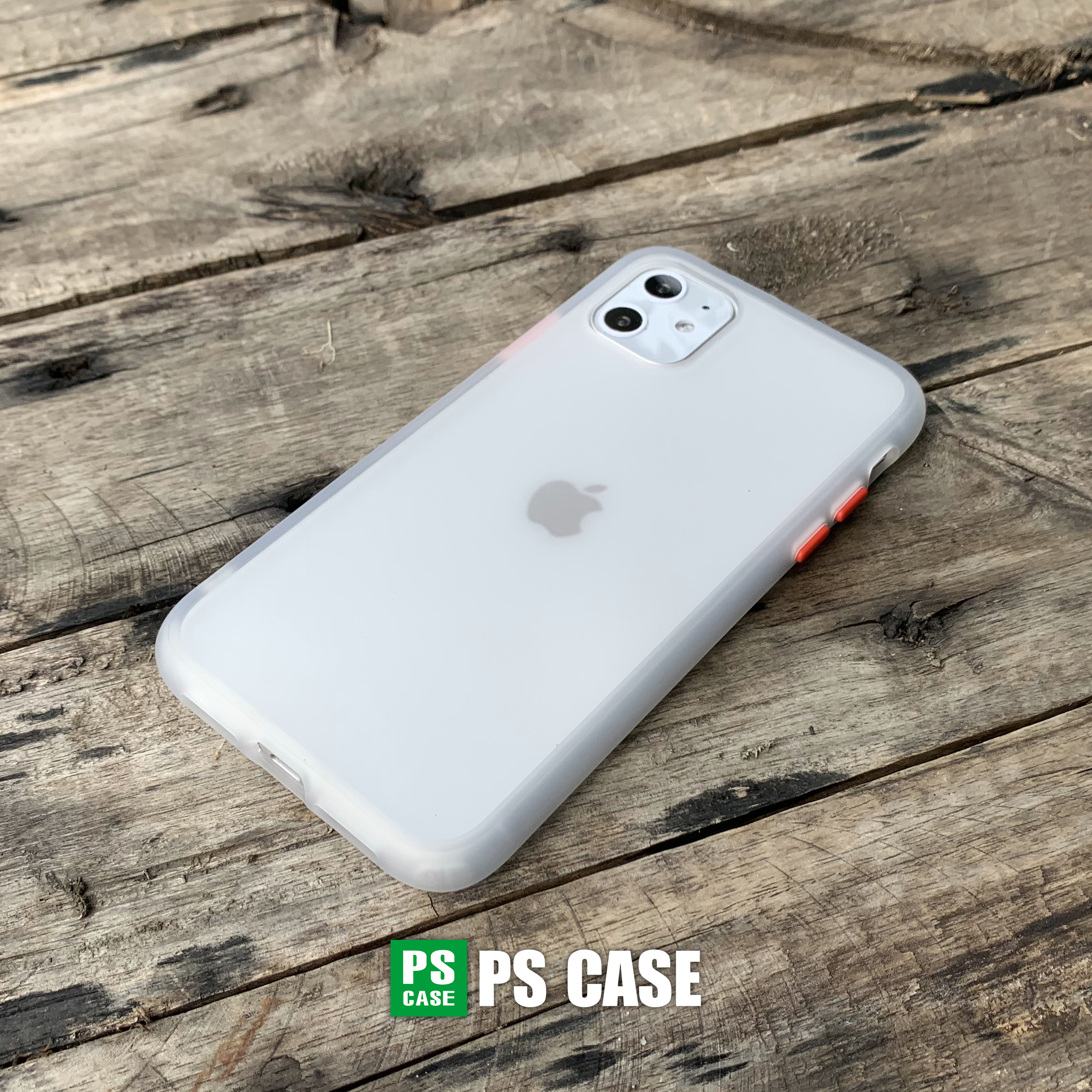 Ốp lưng chống sốc dành cho iPhone 11 nút bấm màu đỏ - Màu trắng - PS Case Phân Phối