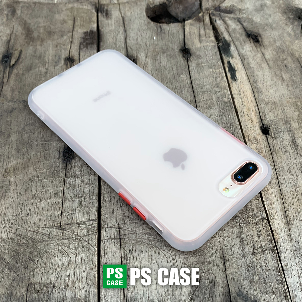 Ốp lưng chống sốc dành cho iPhone 7 Plus / iPhone 8 Plus nút bấm màu đỏ - Màu trắng - PS Case Phân Phối