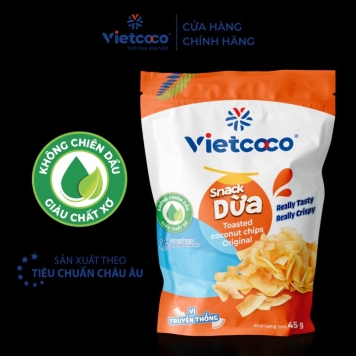 2 TÚI Snack dừa vị nguyên bản VIETCOCO