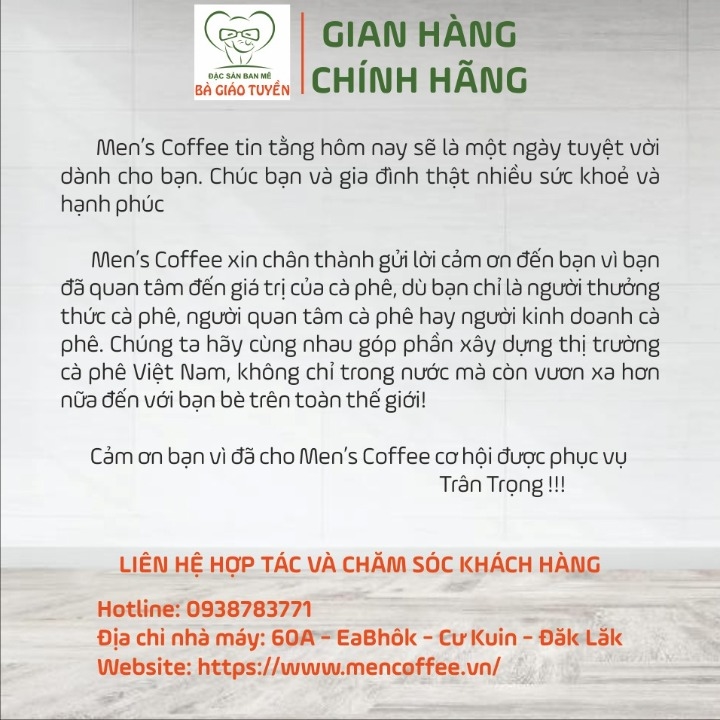 Cà Phê BỘT Men's Coffee Dòng ROBUSTA Buôn Ma Thuột Thượng Hạng Vị Đậm Mạnh, Đắng Vửa,  Mùi Thơn Quyến Rũ, cà phê sạch – cà phê nguyên chất Gói 500gr