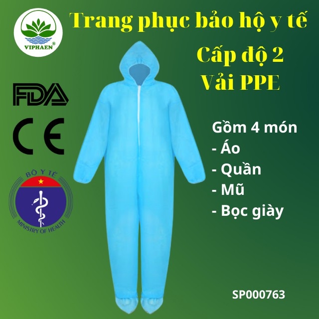 [Kiểm định Bộ y tế] Trang phục bảo hộ y tế cấp độ 2, Bộ phòng dịch, chống độc (4 món)