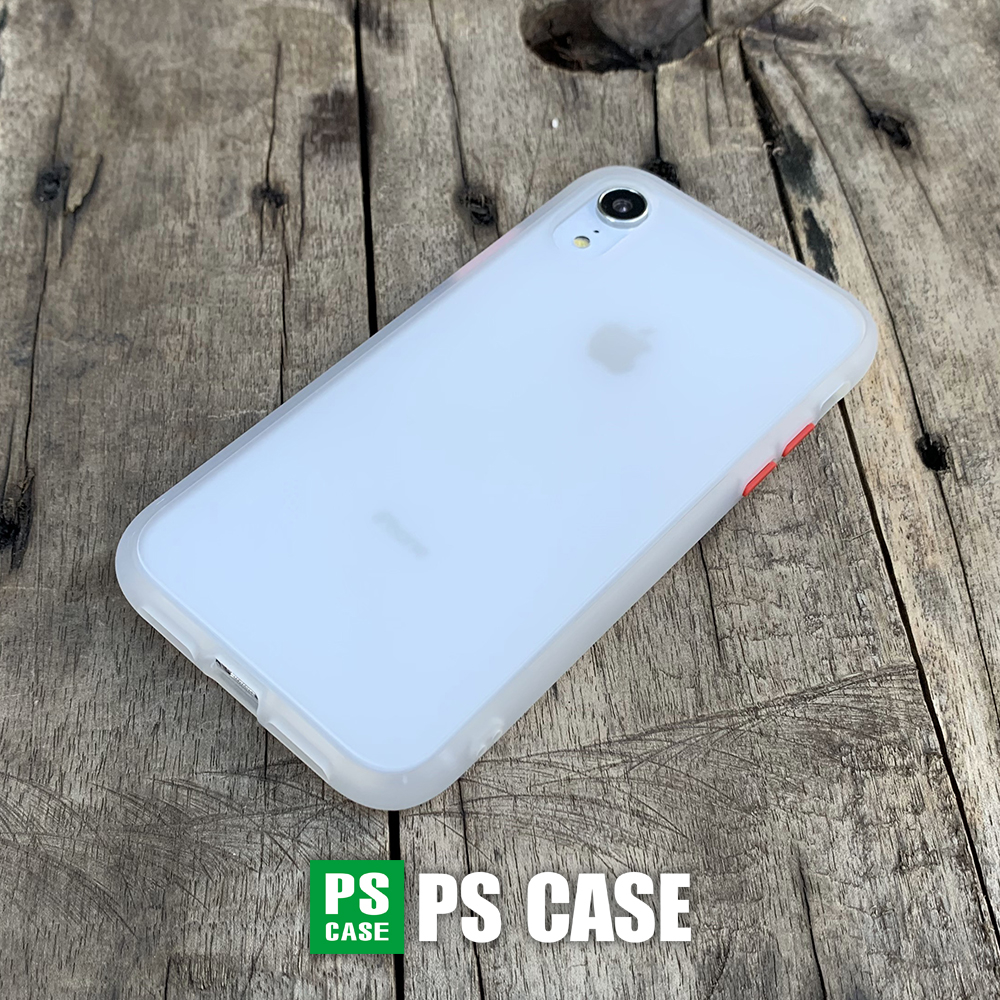 Ốp lưng chống sốc dành cho iPhone XR nút bấm màu đỏ - Màu trắng - PS Case Phân Phối
