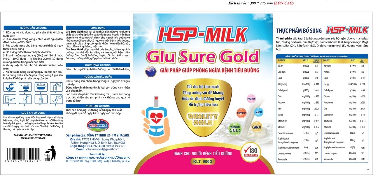 Sữa bột dinh dưỡng HSP GluSure Gold giúp phòng ngừa bệnh tiểu đường (hộp 900g)