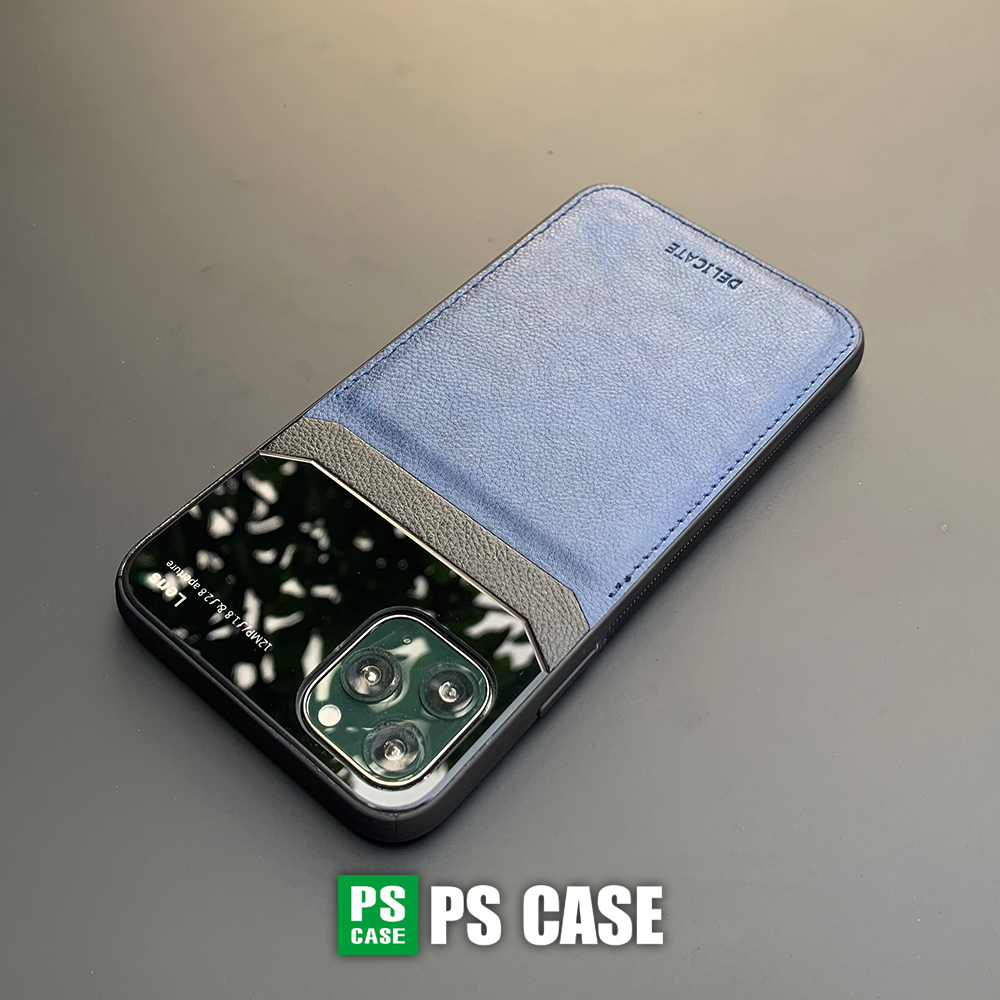 Ốp lưng da kính cao cấp dành cho iPhone 11 Pro Max - Màu xanh - PS Case Phân Phối