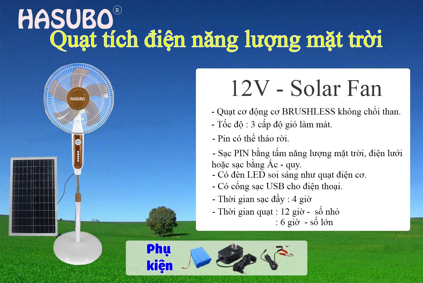 Quạt năng lượng mặt trời HABUSO VIỆT NAM có đèn led và cổng sạc - P678307 |  Sàn thương mại điện tử của khách hàng Viettelpost