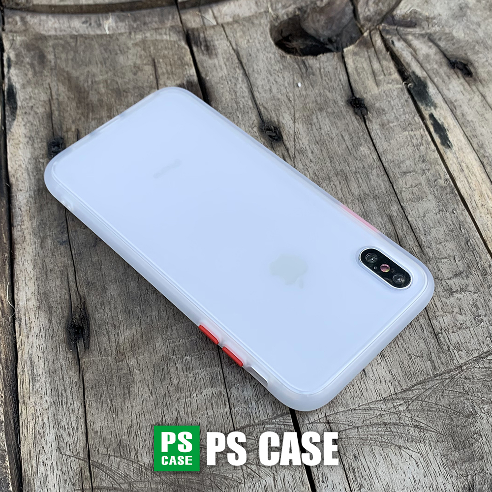Ốp lưng chống sốc dành cho iPhone XS Max nút bấm màu đỏ - Màu trắng - PS Case Phân Phối