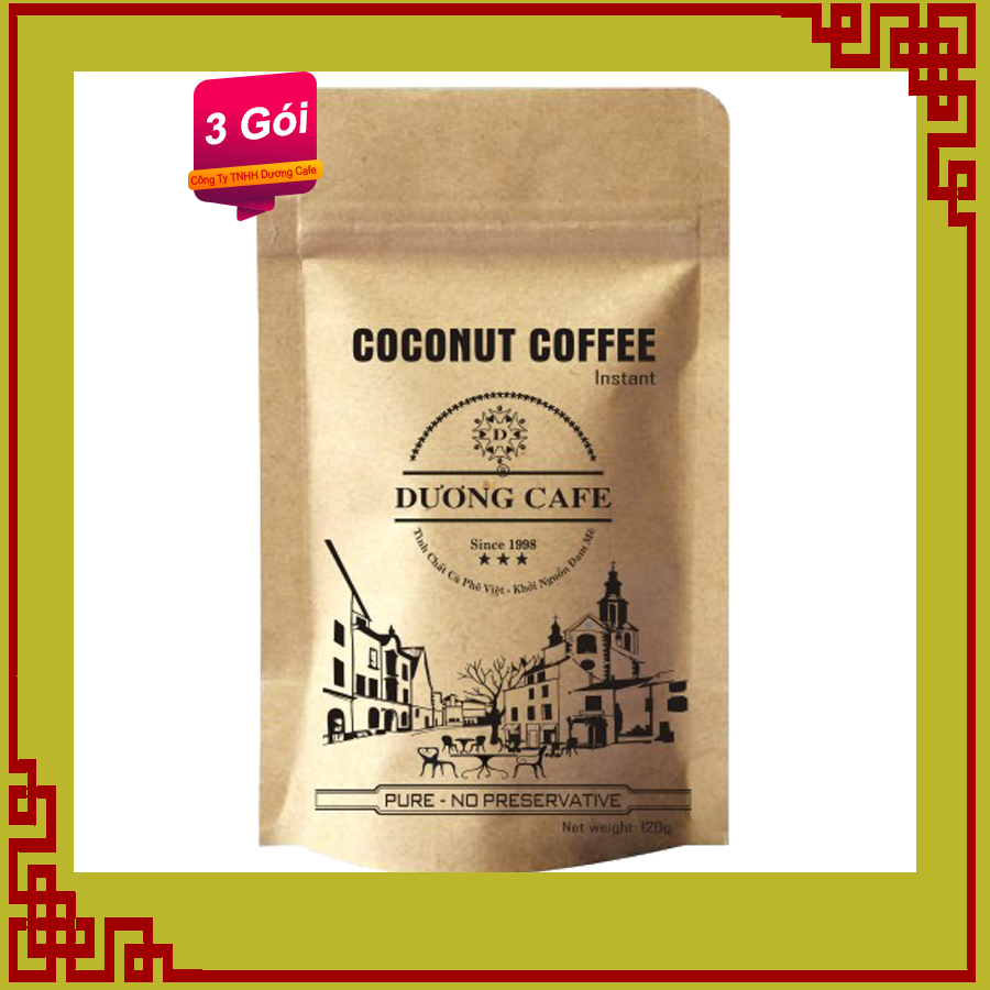 [COMBO 3 gói] Cà phê hoà tan Dừa Coconut thơm ngon, béo ngậy, đậm đà - gói 120gr - Dương Cafe