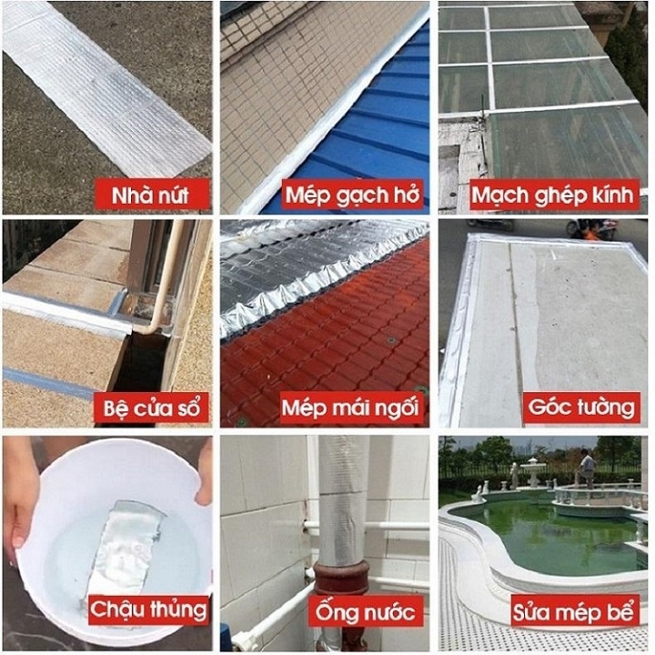 Keo dán tường, mái tôn, bê tông chống thấm, chống dột nước đa năng Nhật Bản 10cm x 0.5m DOCONU