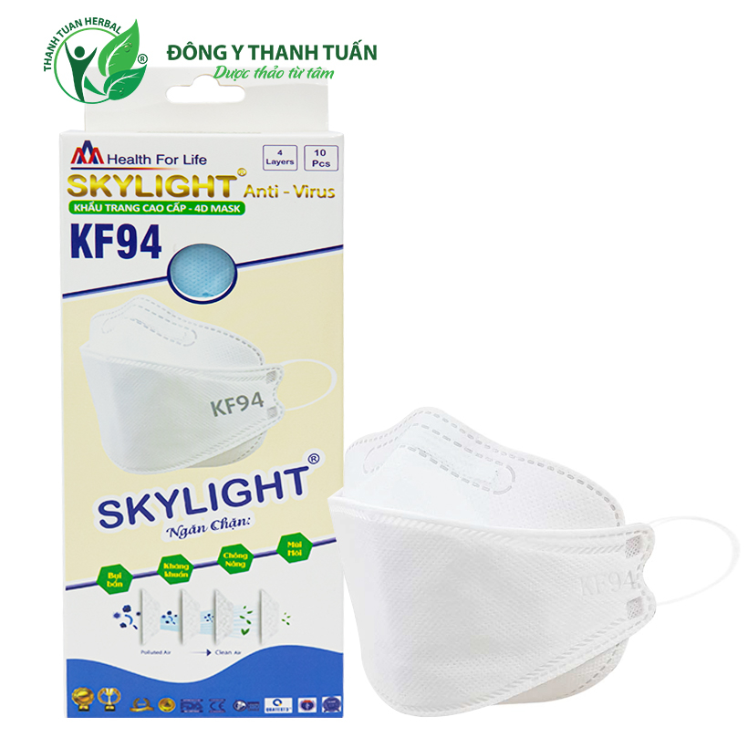 Khẩu trang 4D Mask KF94 Thương hiệu Skylight có chứng nhận FDA của Mỹ – Hộp 10 cái (mầu Trắng hoặc xanh)