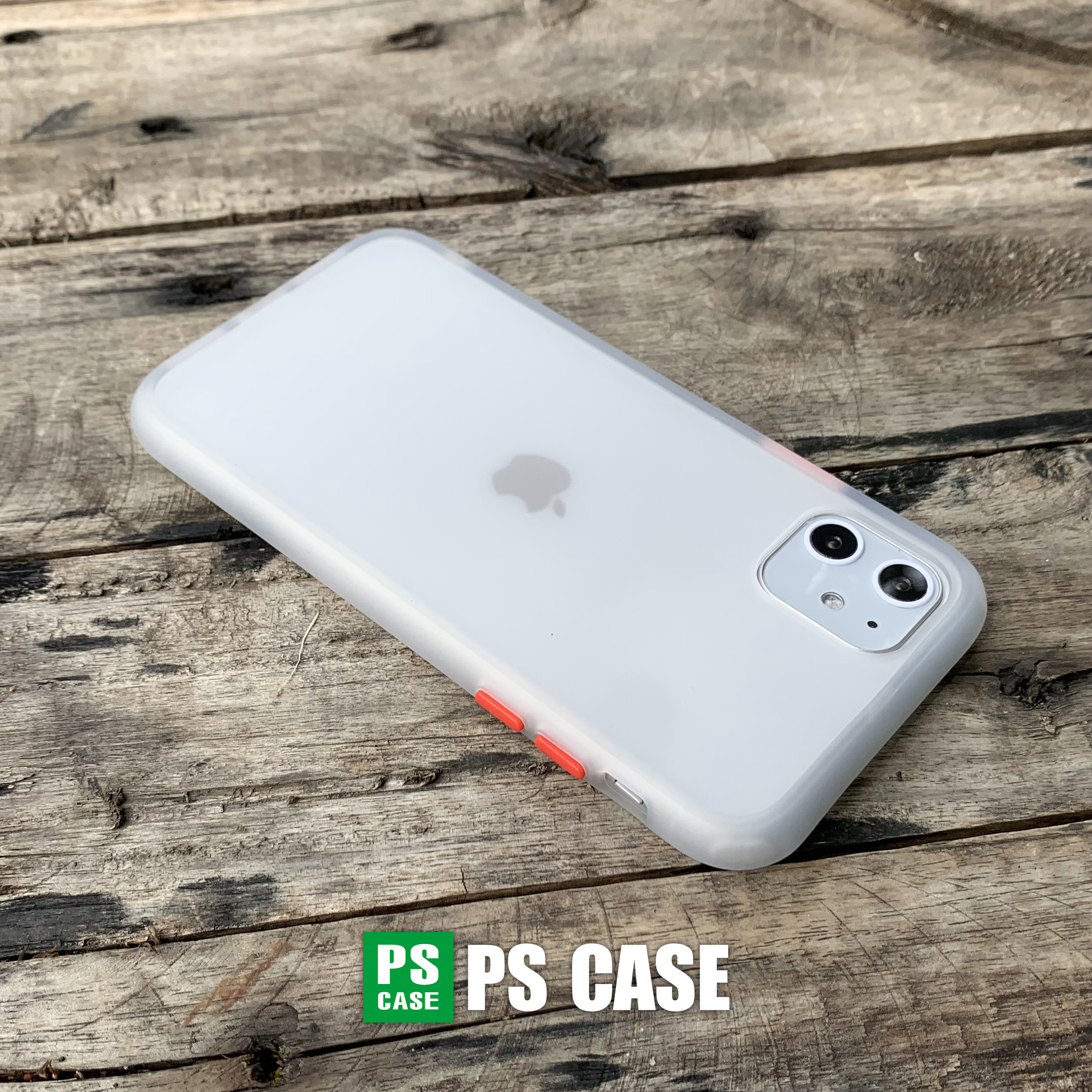 Ốp lưng chống sốc dành cho iPhone 11 nút bấm màu đỏ - Màu trắng - PS Case Phân Phối