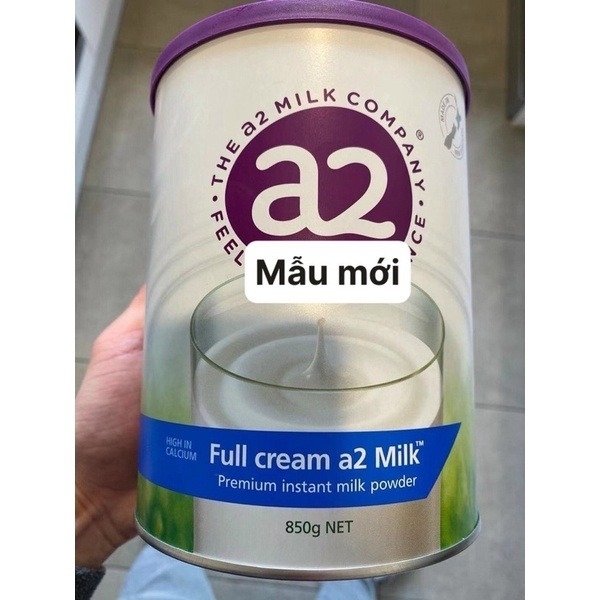Sữa Nguyên Kem Dạng Bột A2 Úc (850g), Mẫu mới dạng lon