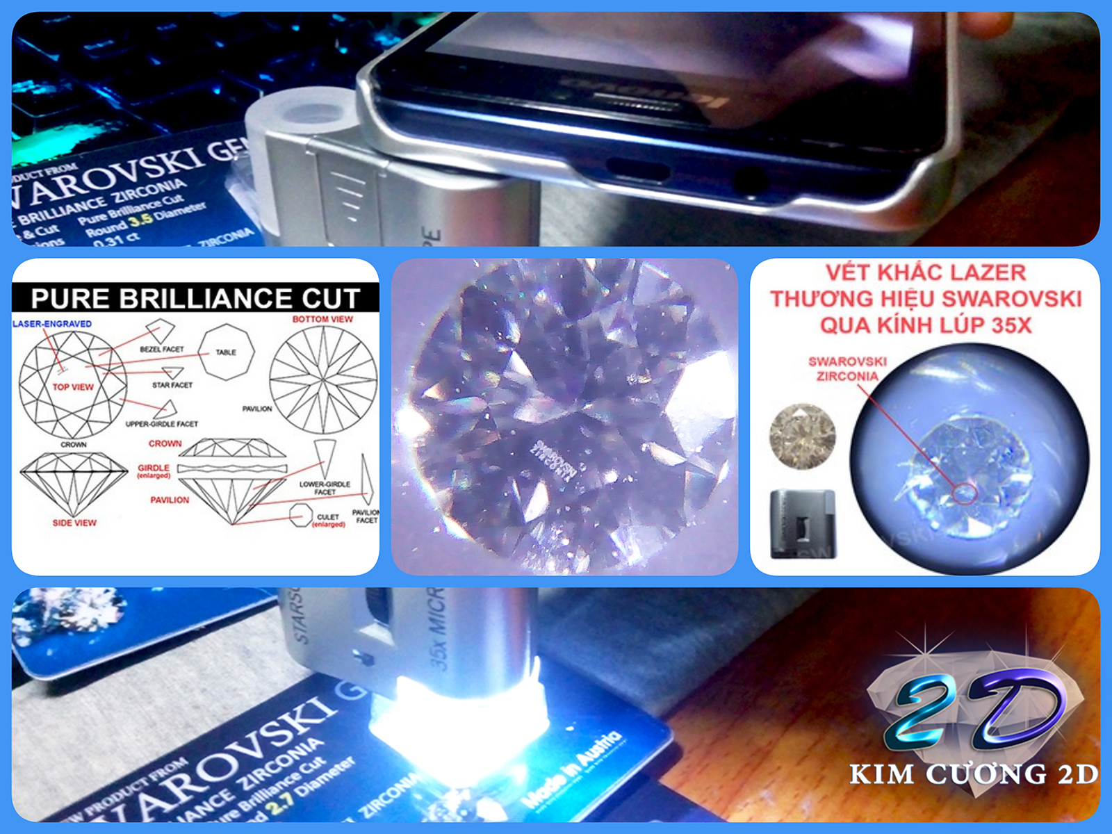 Kim cương nhân tạo đính răng Swarovski Gems 2.7LY (kiểm định ép vĩ)