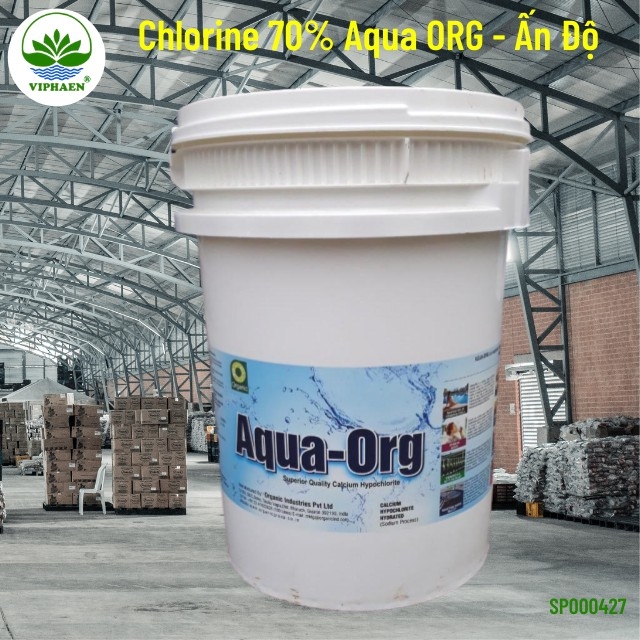 [Chính hãng] Clorine Aqua ORG Ấn Độ 70%, Bột clorua vôi, Chlorine khử trùng (Thùng 45 kg)