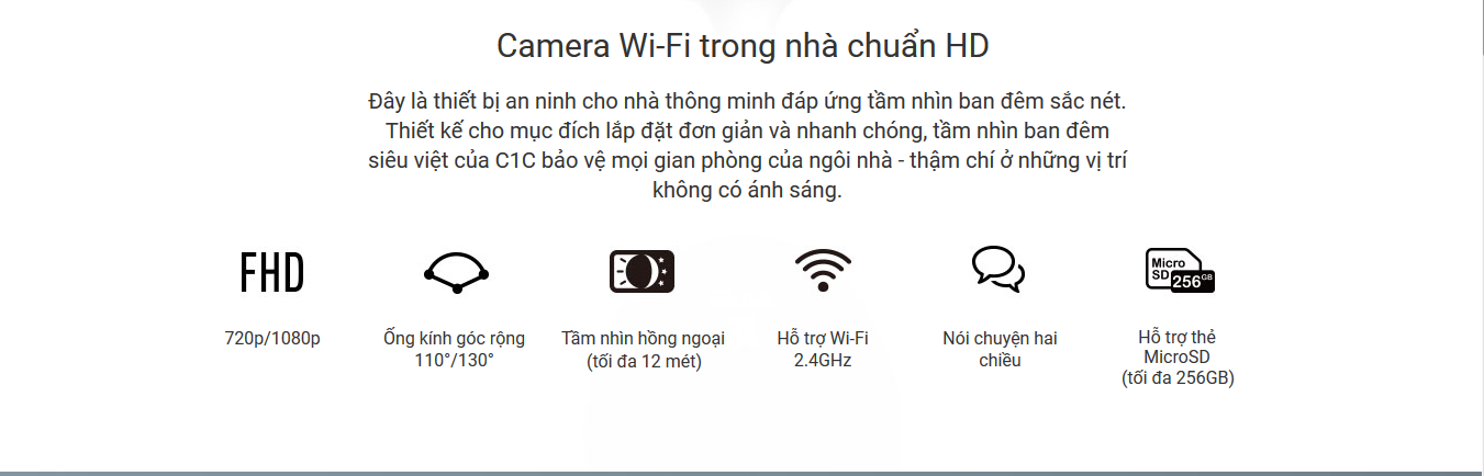 Camera wifi thông minh | Ezviz C1C 2MP 1080p Full HD + thẻ 32GB tại LELONG TECH  [BH 24T]