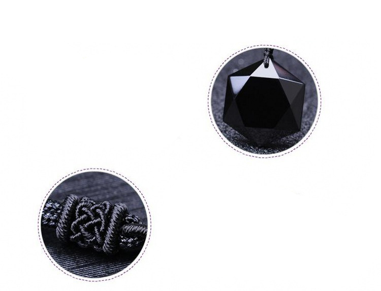 Vòng Đeo Dây Chuyền May Mắn Hình Lục Giác Vòng Đeo Đá Quý Hexagram Obsidian
