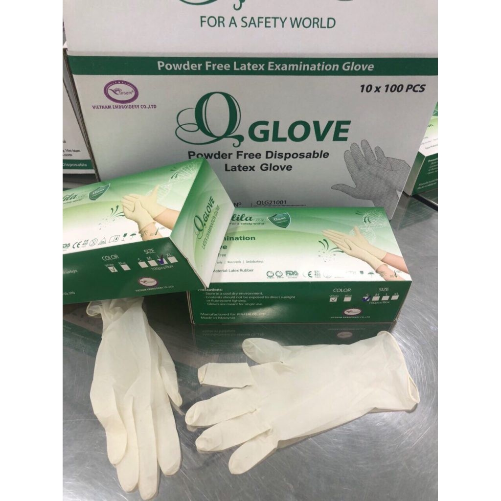[Chứng nhận FDA] Găng tay Latex QGlove, Găng tay y tế dùng 1 lần