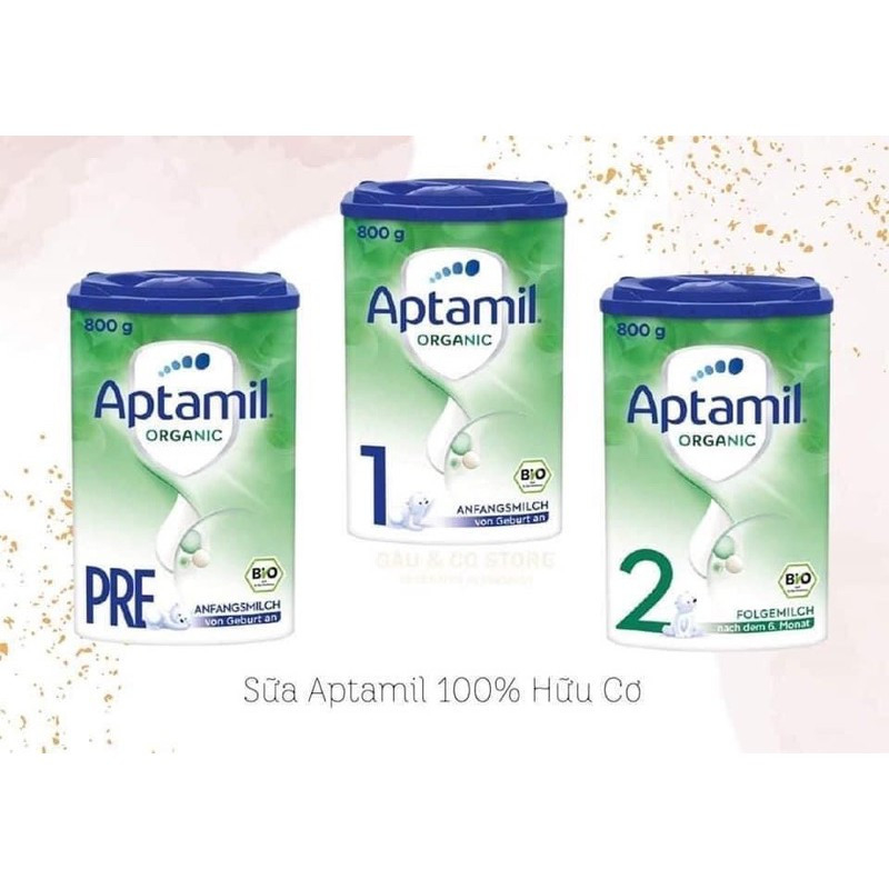 [Mẫu mới] Sữa Aptamil Organic Đức,  Phát Triển Toàn diện cho bé, Hộp 800g, Số 1, 2, Free, Vị Thơm, Mát, Hàng Air