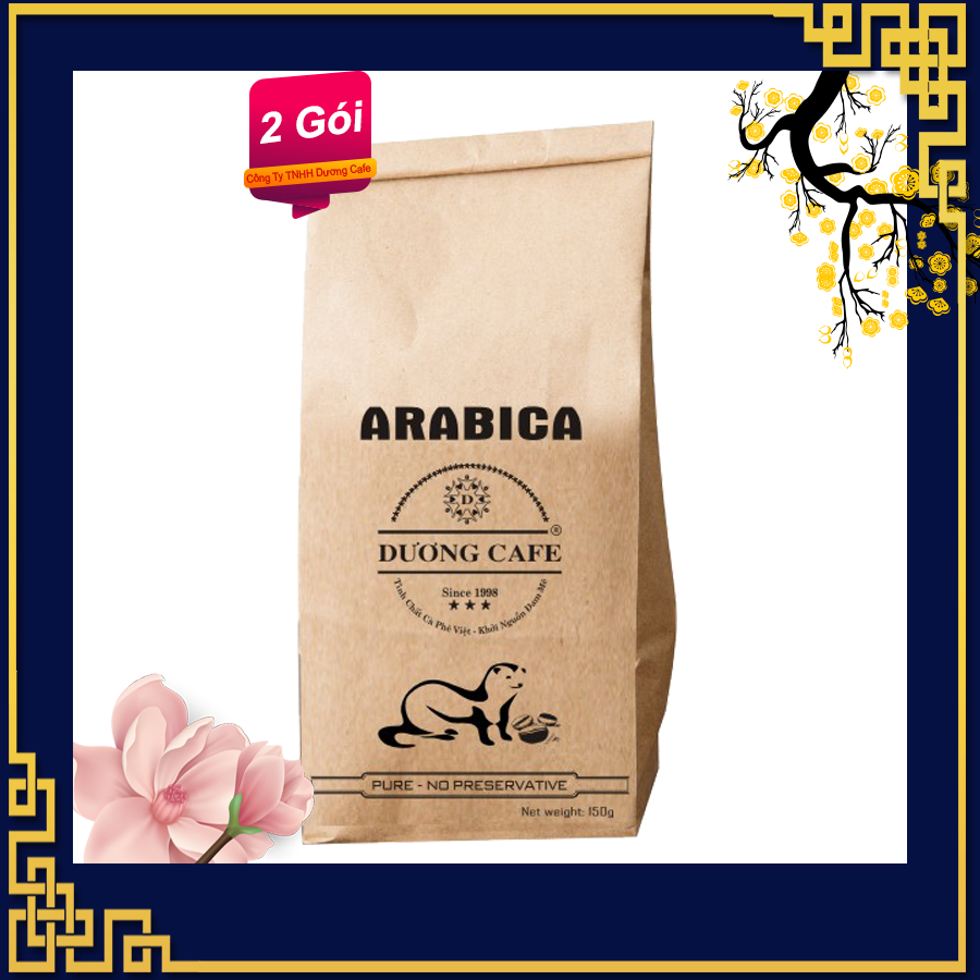 [Bộ 2 gói] Cà phê Arabica nguyên chất - rang mộc - thơm ngon, đặc biệt - Duong cafe - 500 gr