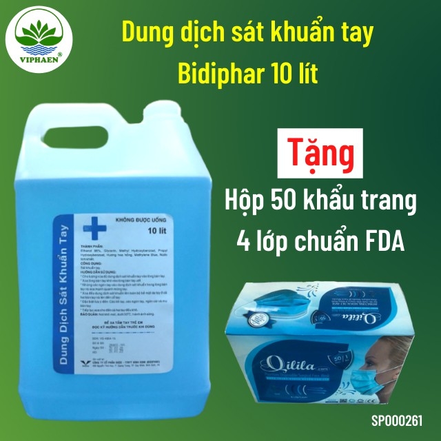 [Chứng nhận Bộ y tế] Dung dịch sát khuẩn tay Bidiphar, nước rửa tay nhanh cồn 96 (Can 10 lít)