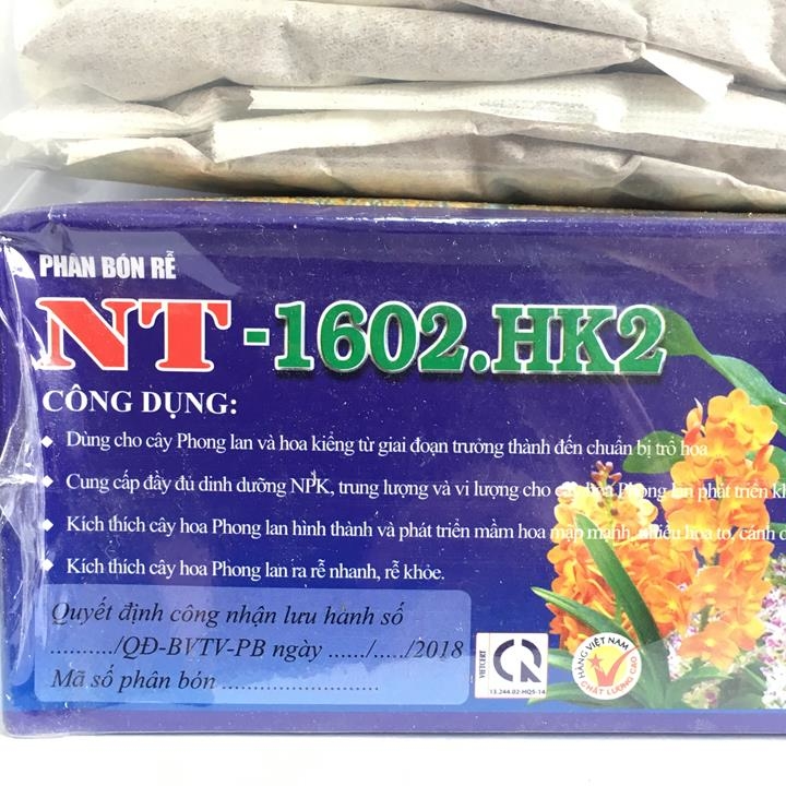 Hộp 20 túi phân bón chậm tan dạng túi lọc NT-1602 HK2 cung cấp dinh dưỡng kích ra hoa cho phong lan, hoa cảnh