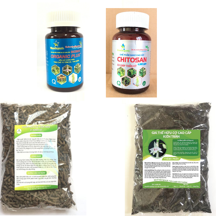 Combo 4 sản phẩm phân bón hữu cơ vi sinh chăm sóc hoa phong lan của Kiên Trần.