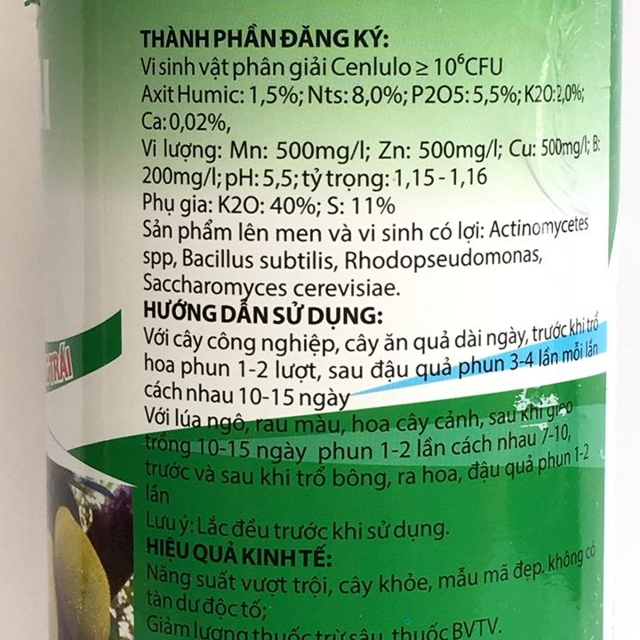 Chế phẩm sinh học HLC03 Siêu Kali chai 500ml, công nghệ Nano tăng độ ngọt, chống rụng trái cho cây trồng.