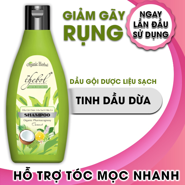 Dầu gội dược liệu sạch hữu cơ giảm rụng tóc chiết xuất tinh dầu dừa Thebol 190g